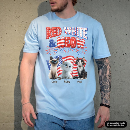 UPST73 Red White and Meow Cat Lover - Personalized T-shirt Hoodie