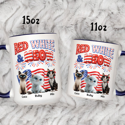 UPST73 Red White and Meow Cat Lover - Personalized White Mug Accent Mug
