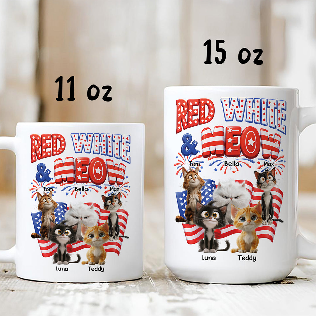 UPST73 Red White and Meow Cat Lover - Personalized White Mug Accent Mug