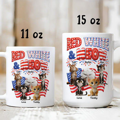 UPST73 Red White and Meow Cat Lover - Personalized White Mug Accent Mug