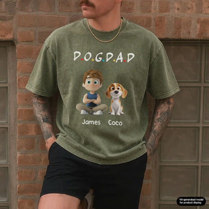 UPST75 Dog Dad Mom Mum - Personalized Custom Washed T-shirt