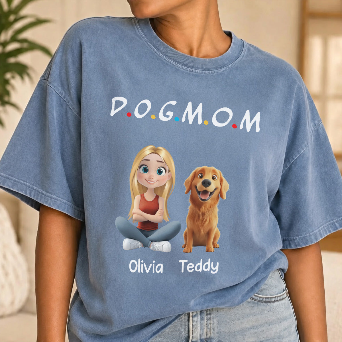 UPST75 Dog Dad Mom Mum - Personalized Custom Washed T-shirt
