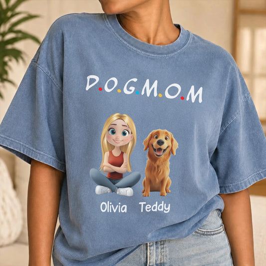 UPST75 Dog Dad Mom Mum - Personalized Custom Washed T-shirt