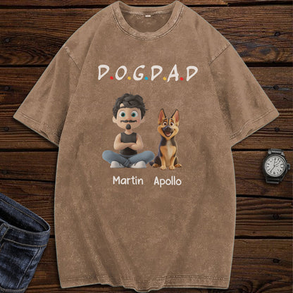 UPST75 Dog Dad Mom Mum - Personalized Custom Washed T-shirt