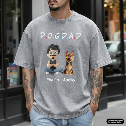 UPST75 Dog Dad Mom Mum - Personalized Custom Washed T-shirt