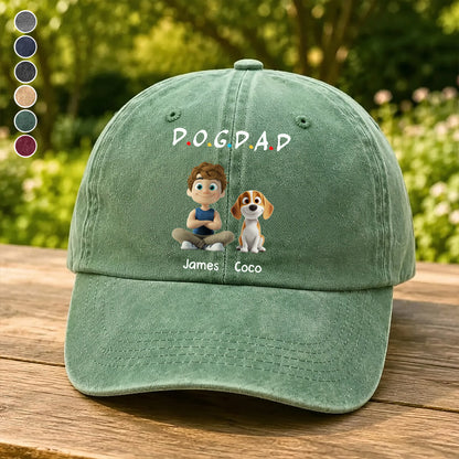 UPST75 Dog Dad Mom Mum - Personalized Custom Wash Denim Cap