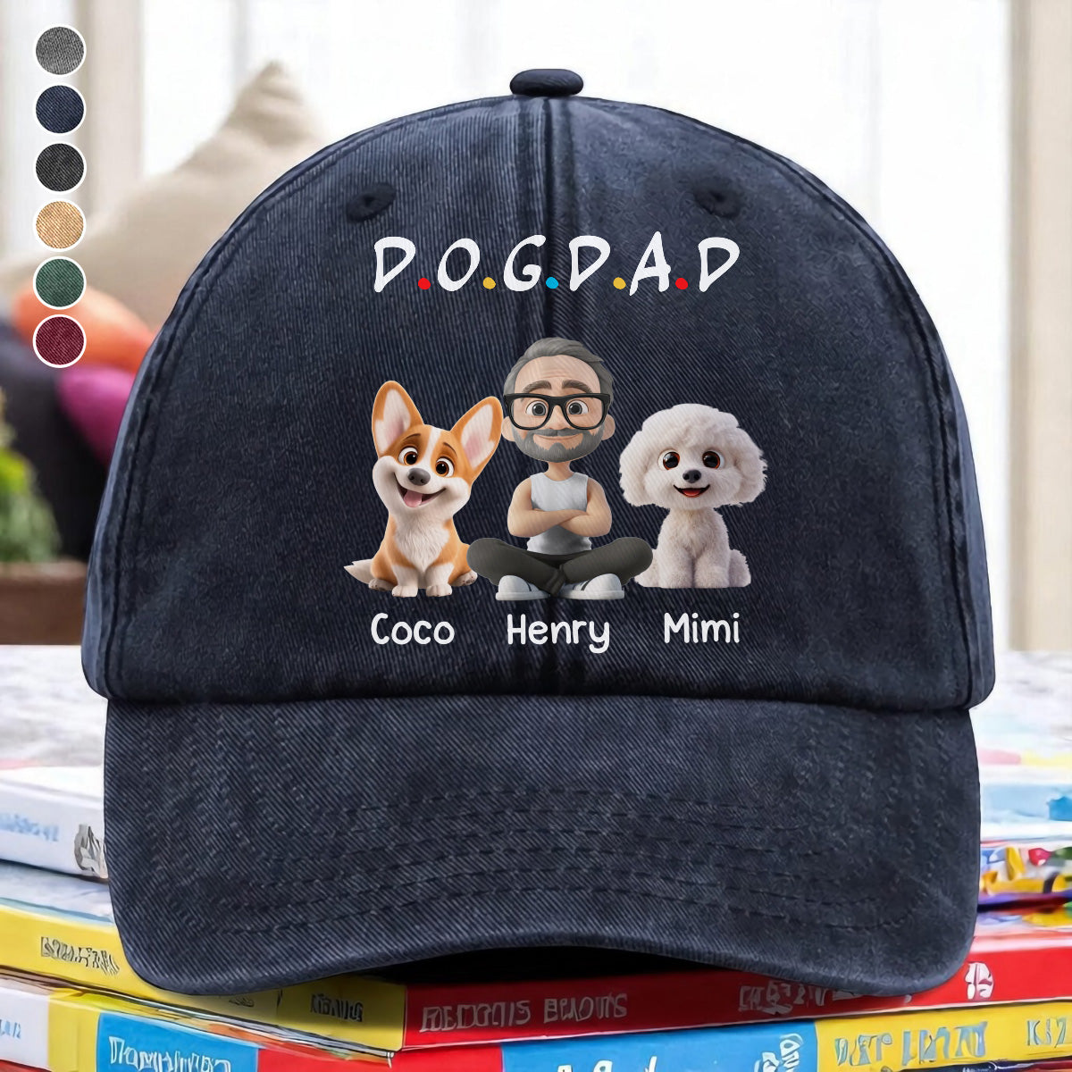 UPST75 Dog Dad Mom Mum - Personalized Custom Wash Denim Cap