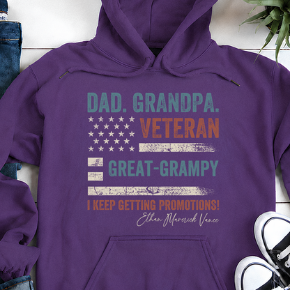 VPST25 Dad Grandpa Veteran Great-Grandpa - Personalized T-shirt Hoodie