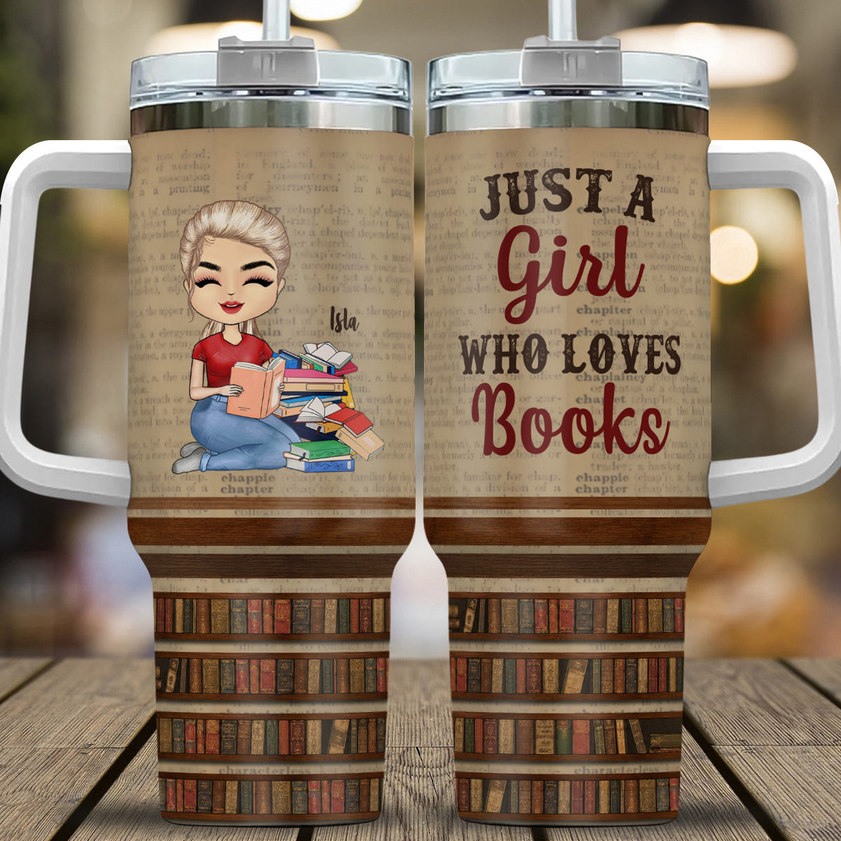 APST09 Just A Girl Who Loves Books - Personalized Custom Tumbler