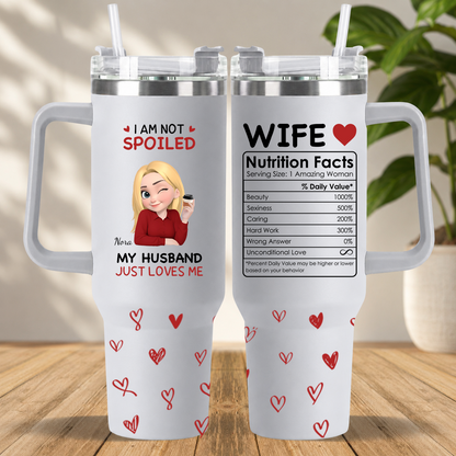 PST151 I'm Not Spoiled My Husband Just Loves Me - Personalized 40oz Tumbler Handle Color