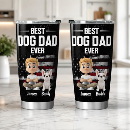 VPST65 American Best Dog Dad Ever - Personalized Custom Tumbler