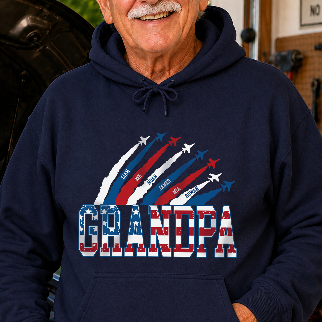 VPST28 American Flag Dad Grandpa - Personalized T-shirt Hoodie