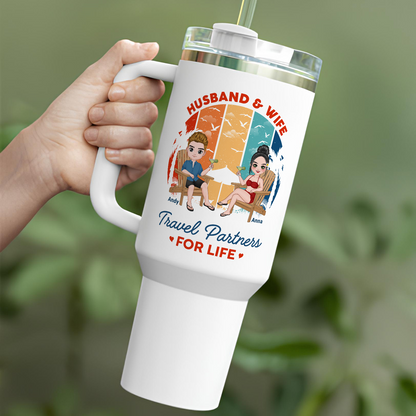 VPST36 Husband and Wife Travel Partners For Life - Personalized Custom Tumbler