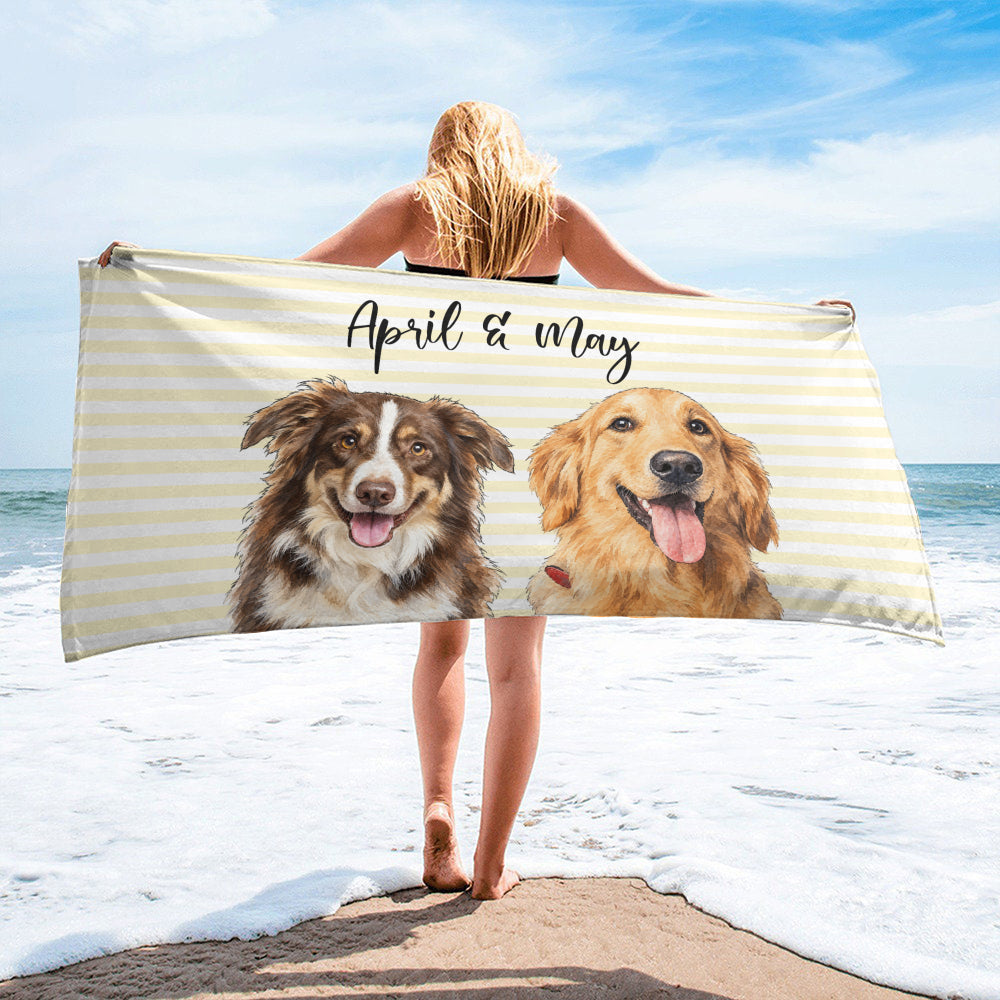 PST233 Photo Upload Pet's Lover Gingham - Personalized Beach Towel