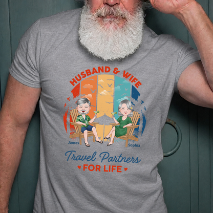 VPST36 Husband and Wife Travel Partners For Life - Personalized T-shirt Hoodie