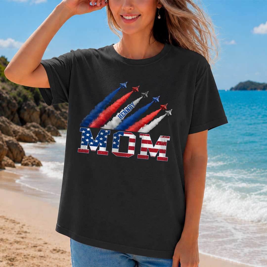 VPST29 American Flag Mom Mama - Personalized T-shirt Hoodie