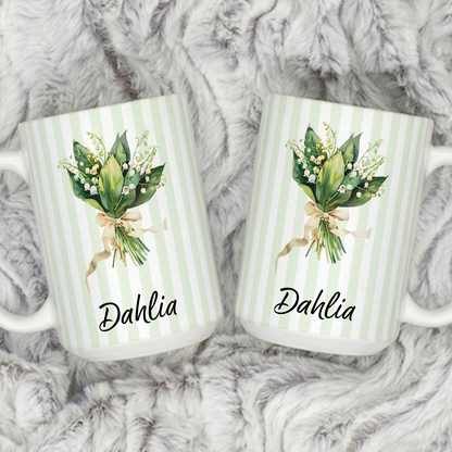 VPST75 Birth Flower Custom Name - Personalized White Mug Accent Mug