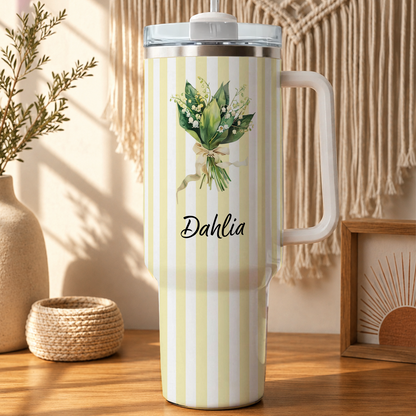 VPST75 Birth Flower Custom Name - Personalized Custom Tumbler