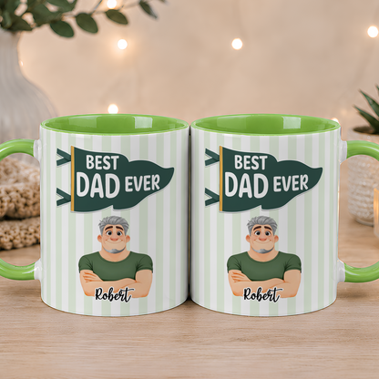 VPST61 Best Dad Ever Pennant Flag - Personalized White Mug Accent Mug