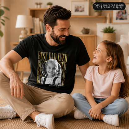 VPST47 Best Dad Ever Vintage Photo Upload - Personalized T-shirt Hoodie