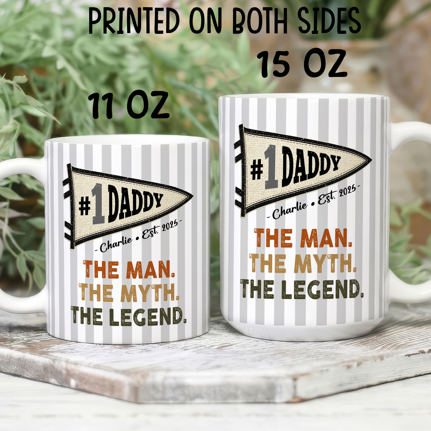 VPST57 Dad The Man The Myth The Legend Pennant Flag - Personalized White Mug Accent Mug