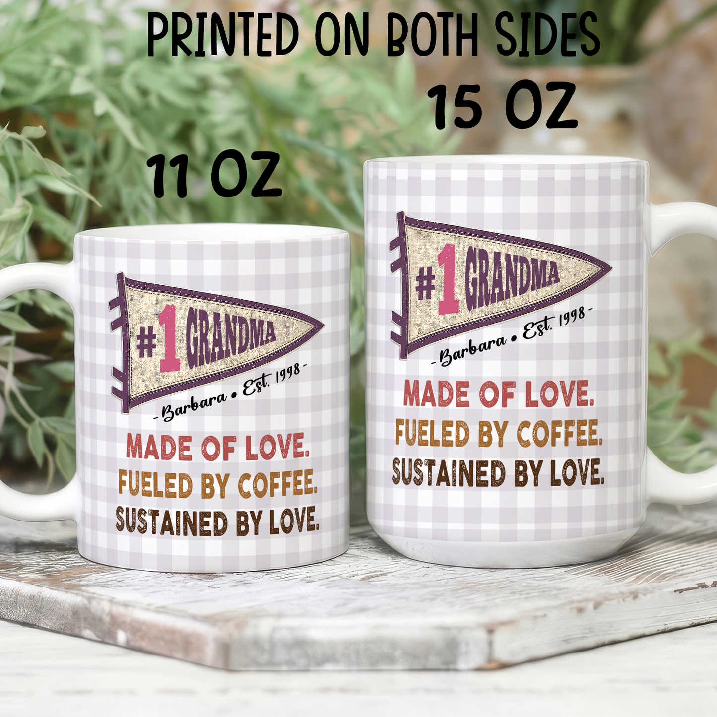 VPST58 Mom Made Of Love Fueled By Coffee Sustained By Love Pennant Flag - Personalized White Mug Accent Mug