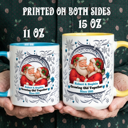 VPST59 Growing Old Together Mr and Mrs Claus Christmas Couple - White Mug Accent Mug