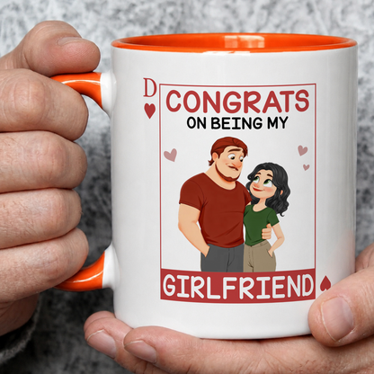 VPST82 Congrats On Being My Wife Playcard - Personalized White Mug Accent Mug