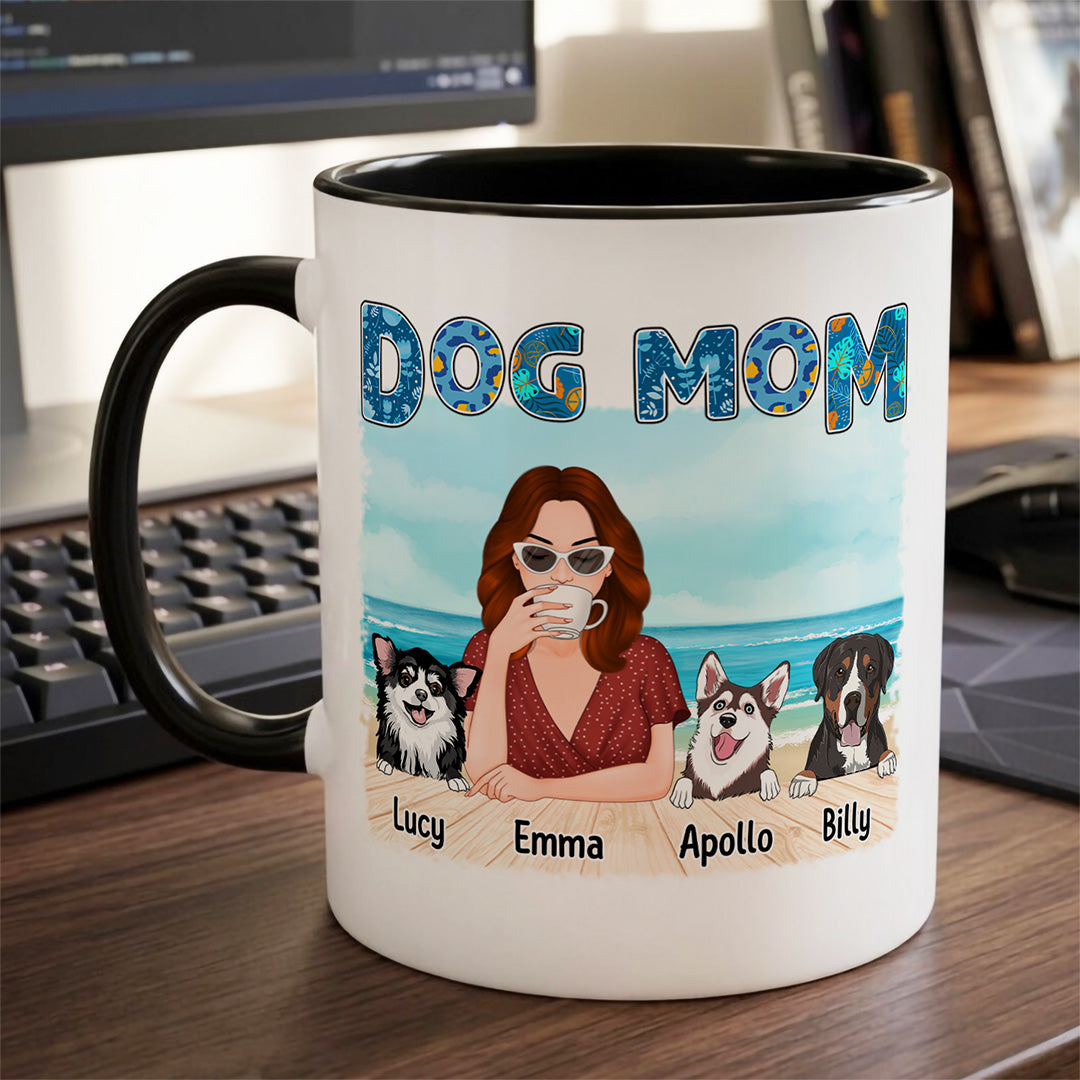 UPST79 Dog Mom On The Beach - Personalized White Mug Accent Mug