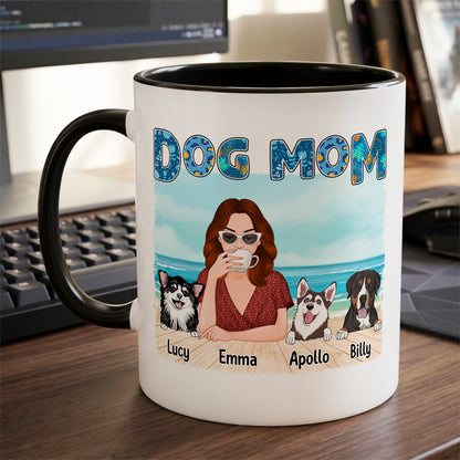 UPST79 Dog Mom On The Beach - Personalized White Mug Accent Mug