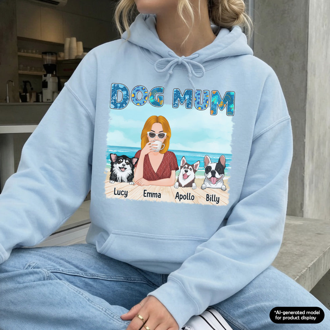 UPST79 Dog Mom On The Beach - Personalized T-shirt Hoodie