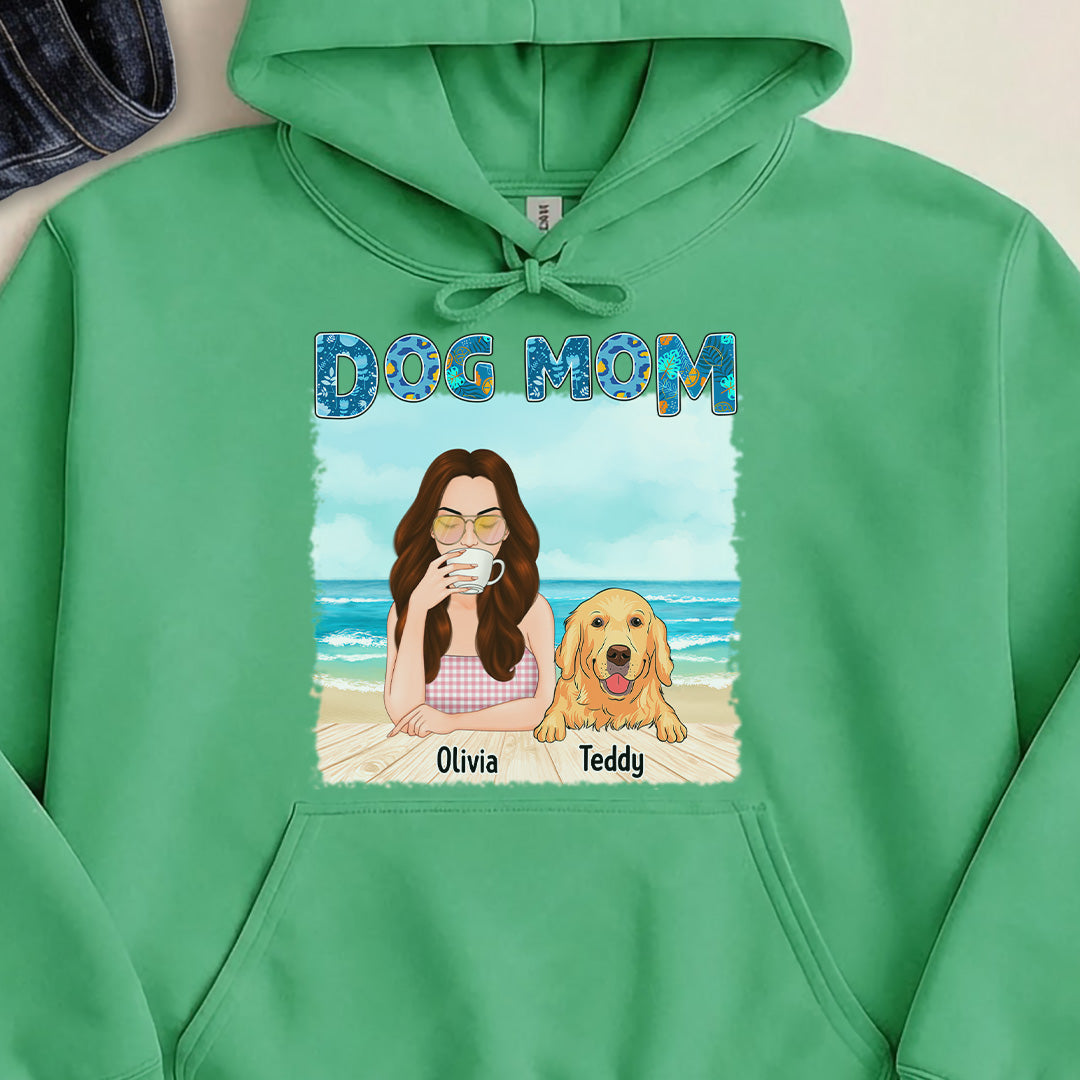 UPST79 Dog Mom On The Beach - Personalized T-shirt Hoodie