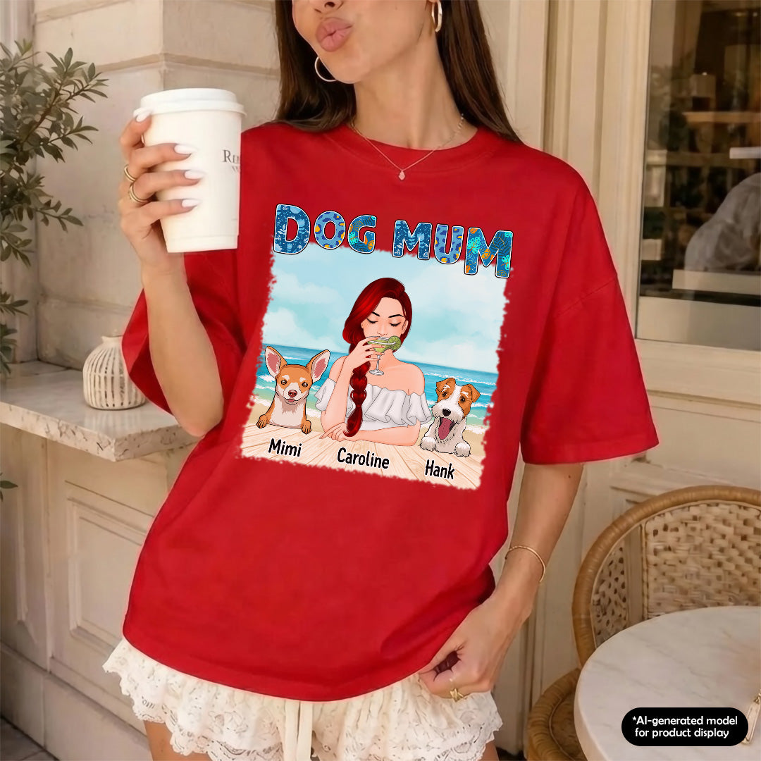 UPST79 Dog Mom On The Beach - Personalized T-shirt Hoodie
