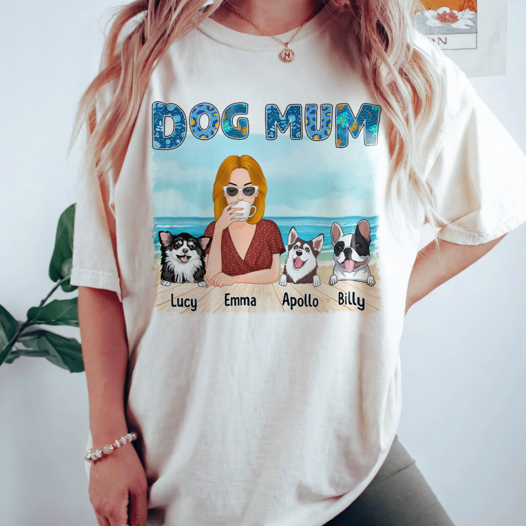 UPST79 Dog Mom On The Beach - Personalized T-shirt Hoodie