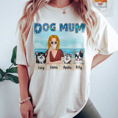 UPST79 Dog Mom On The Beach - Personalized T-shirt Hoodie
