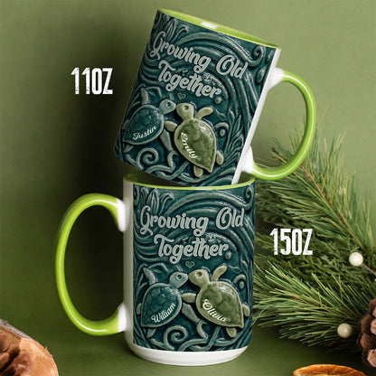 UPST85 Growing Old Together Sea Turtle - Personalized White Mug Accent Mug