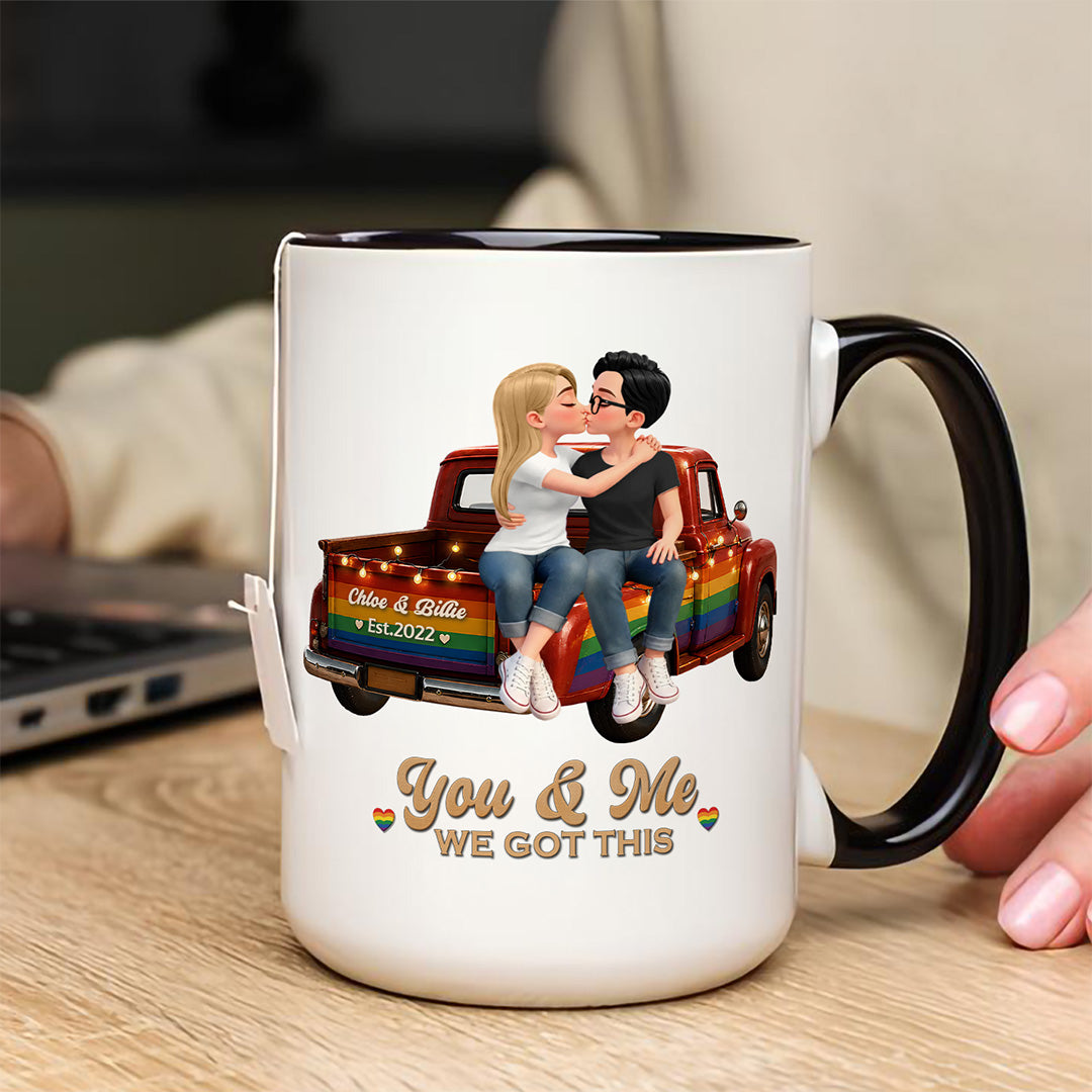UPST86 LGBT+ Couple Truck You & Me We Got This - Personalized White Mug Accent Mug