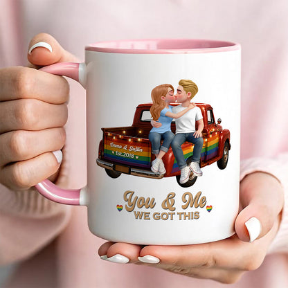 UPST86 LGBT+ Couple Truck You & Me We Got This - Personalized White Mug Accent Mug