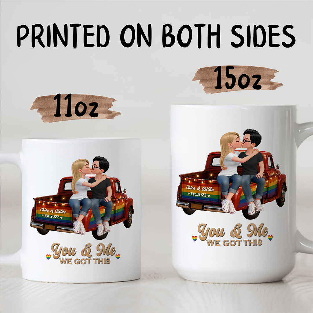UPST86 LGBT+ Couple Truck You & Me We Got This - Personalized White Mug Accent Mug