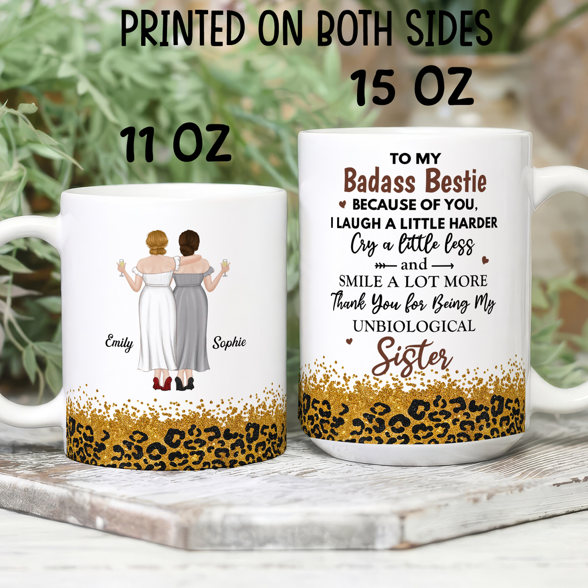 APST13 To My Badass Bestie Because Of You I Laugh A Little Harder - Personalized White Mug Accent Mug