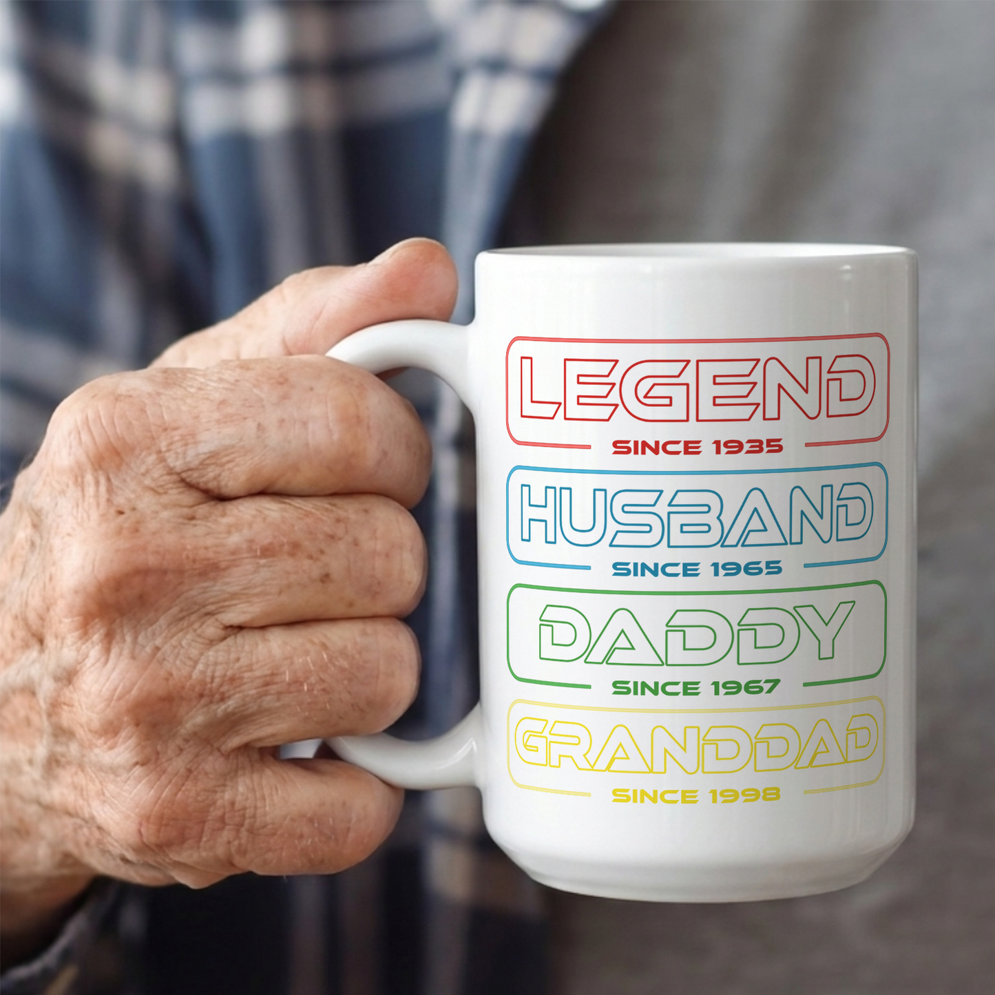 VPST16 Legend Husband Dad Grandpa  - Personalized White Accent Mug