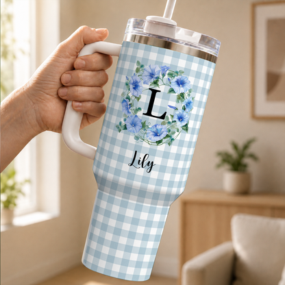 VPST75 Birth Flower Custom Name - Personalized Custom Tumbler