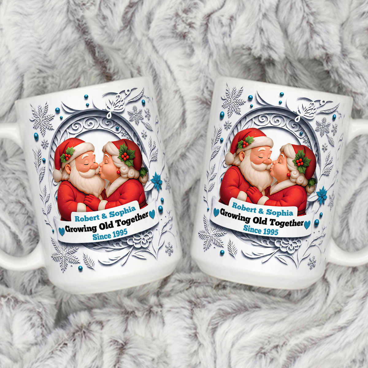 VPST59 Growing Old Together Mr and Mrs Claus Christmas Couple - White Mug Accent Mug