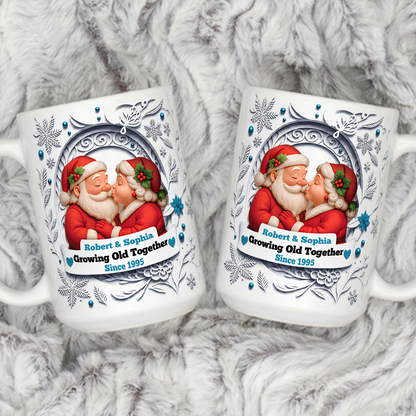 VPST59 Growing Old Together Mr and Mrs Claus Christmas Couple - White Mug Accent Mug