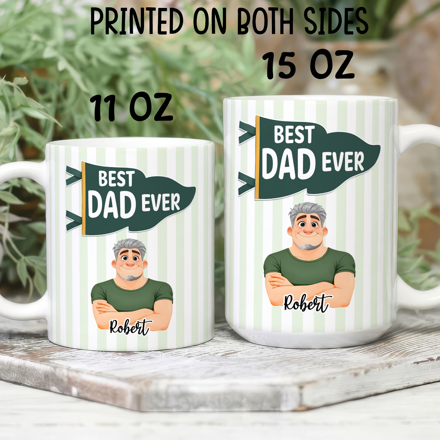 VPST61 Best Dad Ever Pennant Flag - Personalized White Mug Accent Mug