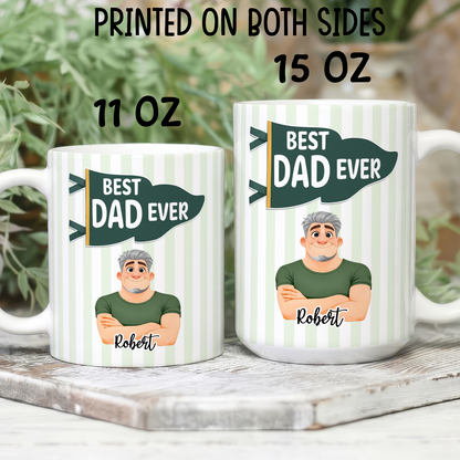 VPST61 Best Dad Ever Pennant Flag - Personalized White Mug Accent Mug