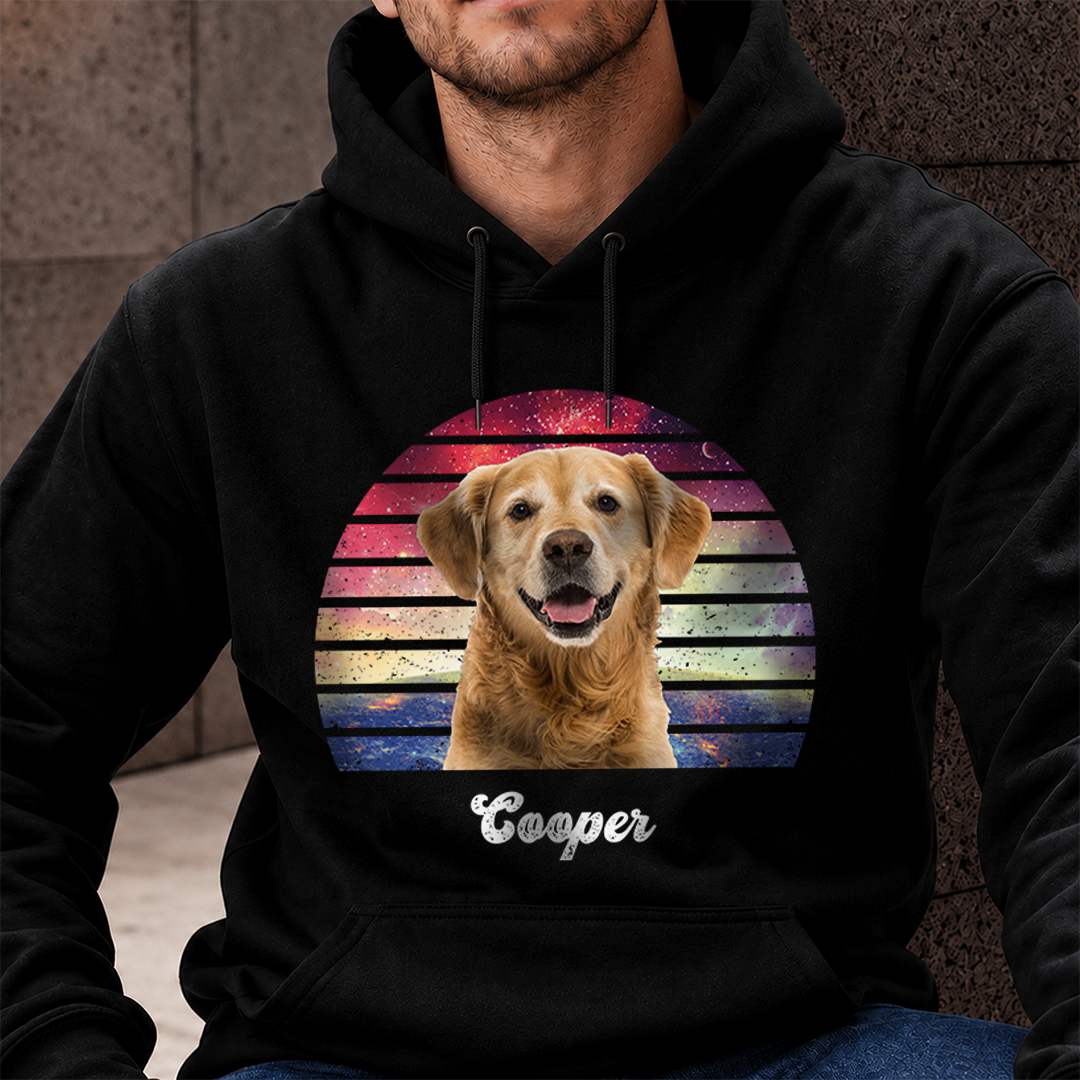 VPST38 Vintage Background Dog Cat Photo Upload - Personalized T-shirt Hoodie