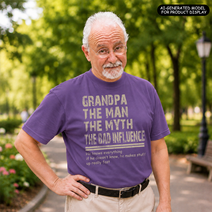 VPST44 Papa The Man The Myth The Bad Influence - Personalized T-shirt Hoodie