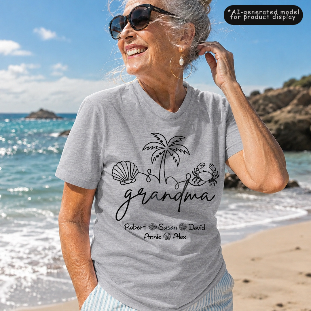 VPST62 Grandma Mom Beach Vibe - Personalized T-shirt Hoodie