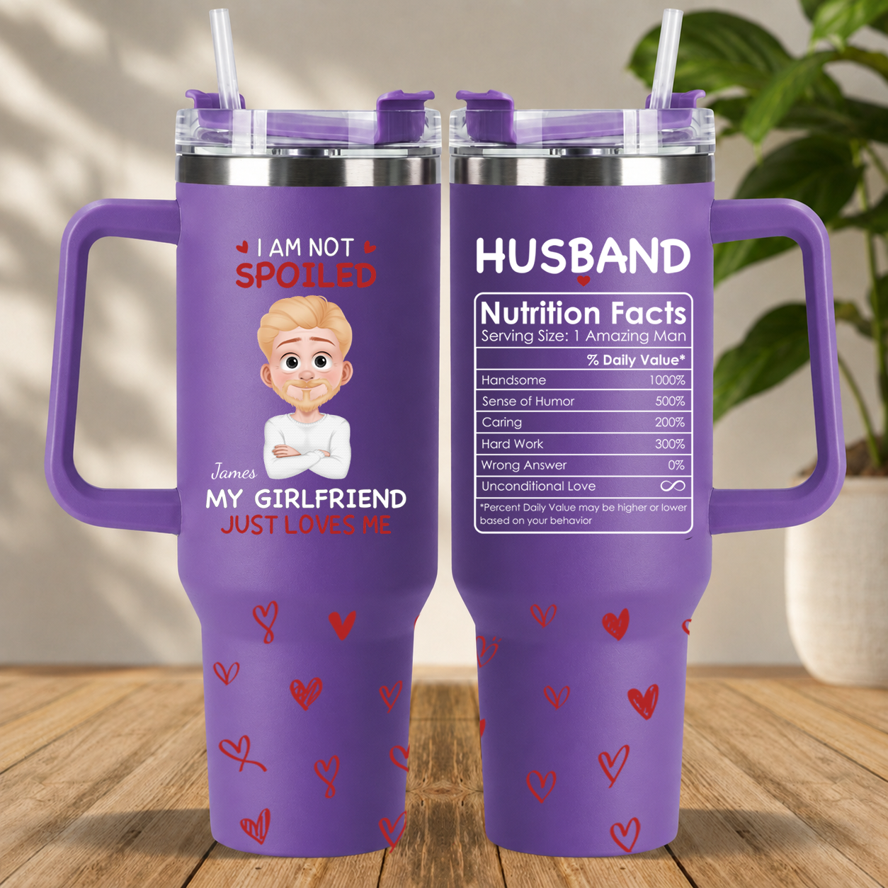 PST123 I'm Not Spoiled My Husband Just Loves Me - Personalized 40oz Tumbler Handle Color